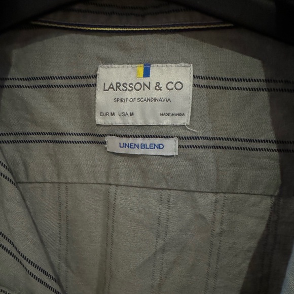 Stripped Linen Larson & Co Short Sleeve Blouse - Picture 3 of 3